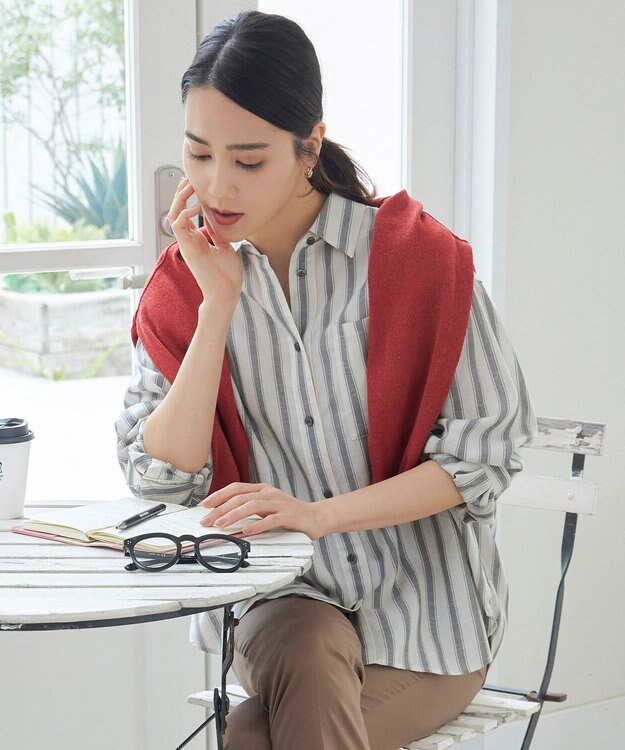 自由区 【洗える】ペーパーブレンドショート カーディガン レッド