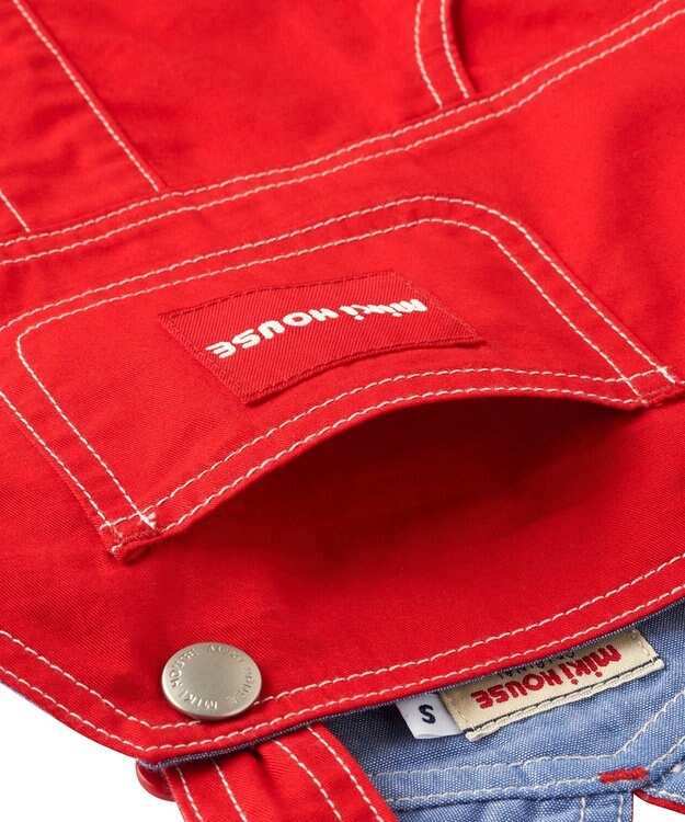 MIKI HOUSE HOT BISCUITS 【ミキハウス】【70-100cm】６分丈オーバーオール 赤