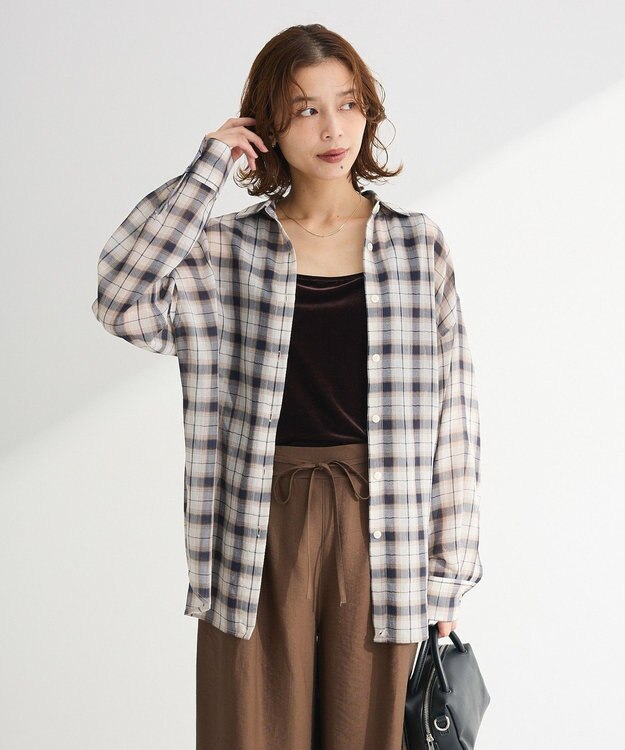 Green Parks カシュクールシアーシャツ Ivory