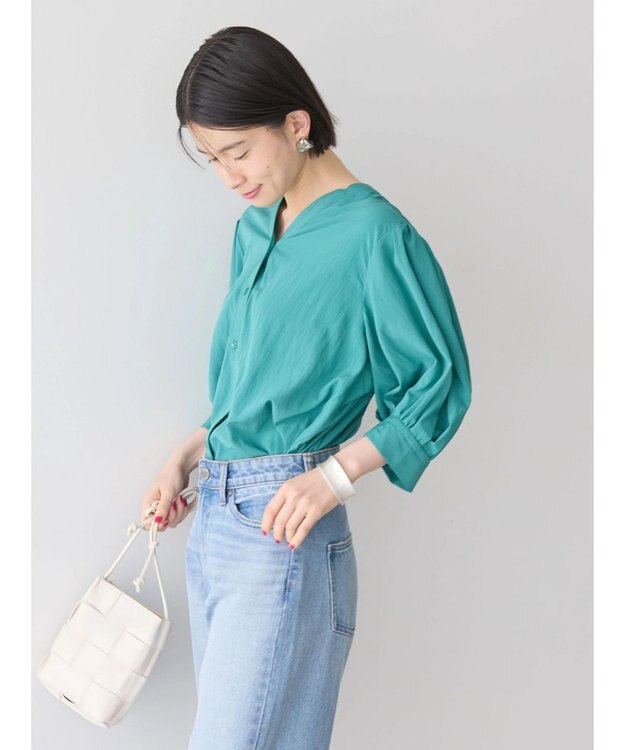 AMERICAN HOLIC 接触冷感　袖ボリュームブラウス Green