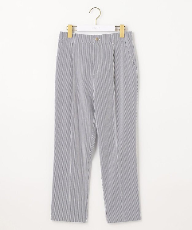 ANY SIS 【洗える】コードレーンストレッチ テーパードパンツ ネイビー