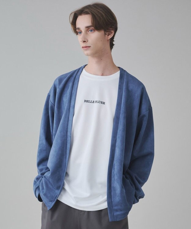 WEGO 【ユニセックス着用アITEM/２点SET】フェイクスウェードアンサンブルカーディガン サックス