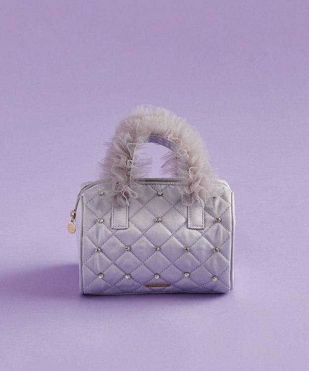 Maison de FLEUR EC限定チュールハンドルラインストーンボストン Grayish Blue