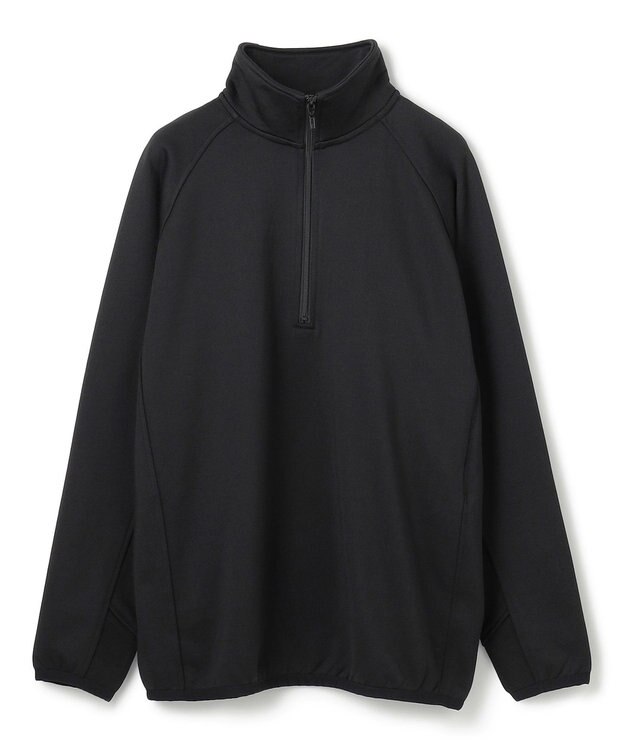 UNFILO MENS 【男女兼用】ナイロン裏毛 ハーフジップ ブラック