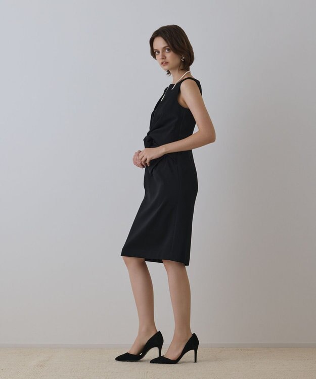 GRACE CONTINENTAL サテンクロスドレープワンピース ブラック