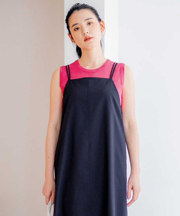 組曲 【洗える・アンサンブル対応】MINAノースリーブ ニット オールドローズ系