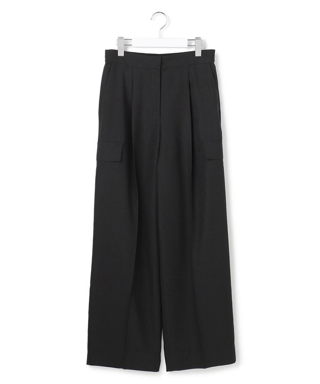 ICB 【先行予約】 FluidBackSatin ワイドストレートカーゴパンツ ブラック