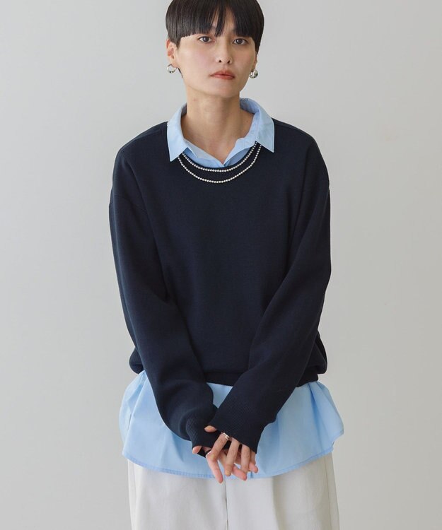 AMERICAN HOLIC スウェットライクニットプルオーバー Dark Navy