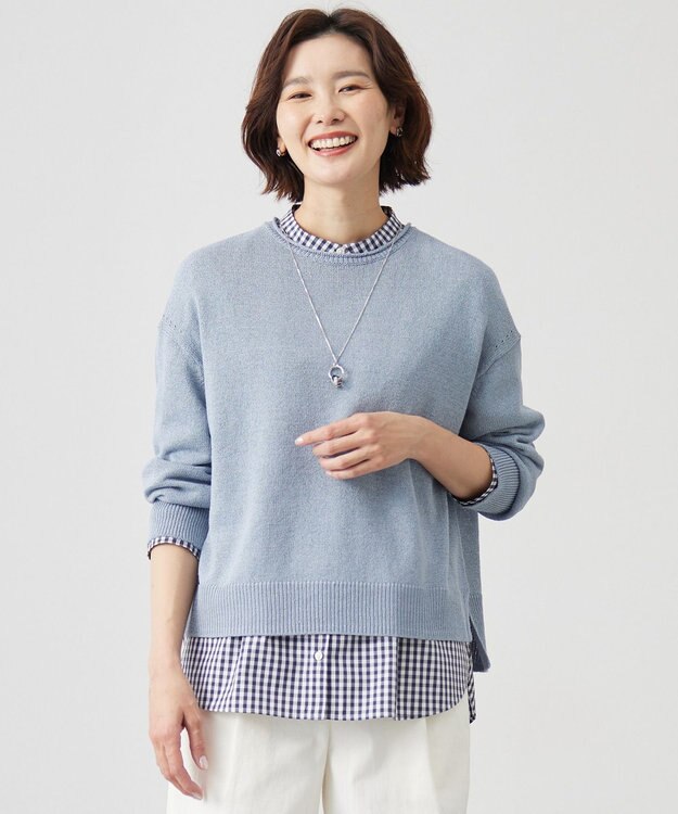 J.PRESS LADIES S 【洗える】DRY COMFORT ニット ブルー系