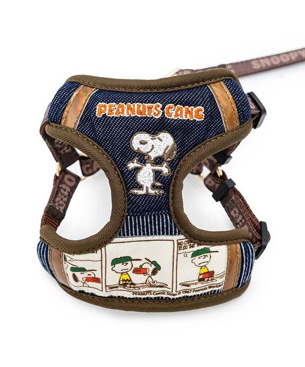PET PARADISE スヌーピー ハーネス＆リード 《ワッペン柄》 ＳＳ 小型犬 ネイビー