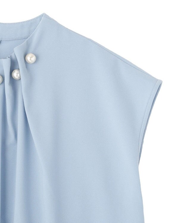 YECCA VECCA パールタックフレンチスリーブブラウス Light Blue