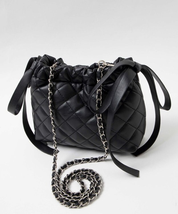 WEGO サイドリボンキルティングショルダー ブラック