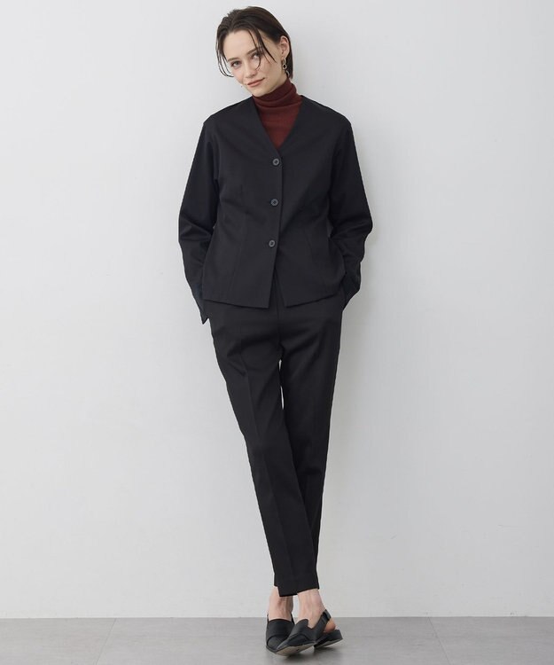 ICB L 【CLASSY.掲載・裏起毛】 ウォームサテン スティックパンツ ブラック系