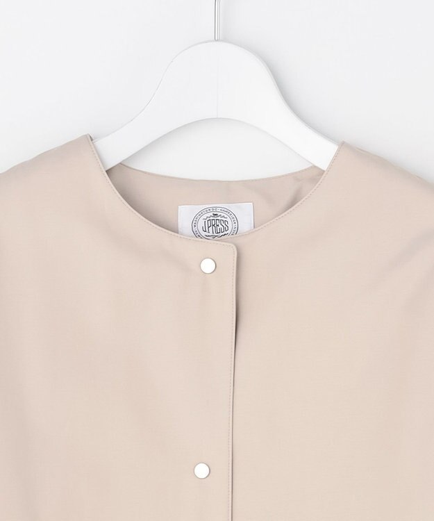 J.PRESS LADIES S 【2way】VINAジェットオックス ノーカラー コート グレージュ系