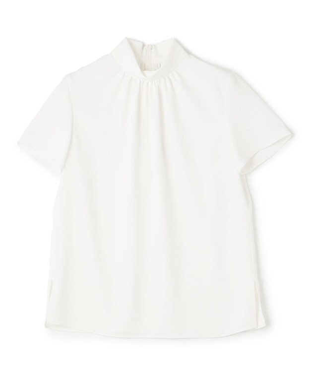 BEIGE， EVA / ハイネックハーフスリーブブラウス White