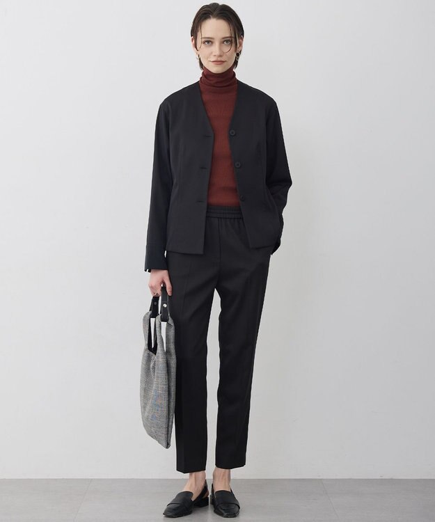 ICB L 【CLASSY.掲載・裏起毛】 ウォームサテン スティックパンツ ブラック系