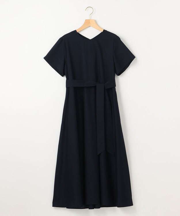 組曲 【洗える・共布ベルト付き】ナチュラル サマードレス ネイビー系