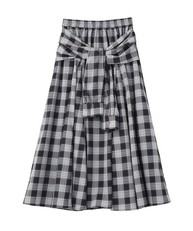 Green Parks イージーケアチェックボリュームスカート Black