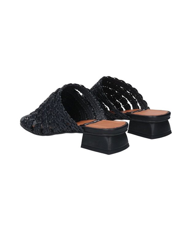 INTER-CHAUSSURES 【ANGEL ALARCON】ローヒールラフィアサンダル ブラック雑材