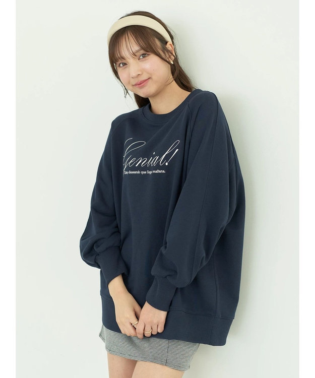 earth music&ecology 裏毛ロゴチュニック Navy