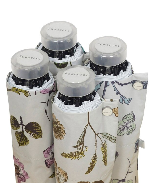 MOONBAT 【晴雨兼用/ 一級遮光/UV99％】フワクール (Fuwacool) 折りたたみ日傘 フワクールホワイト  ボタニカル 軽量 ペールピンク