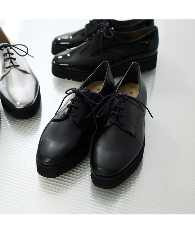 MODE ET JACOMO <carino>【レイン対応】レースアッププラットフォーム ブラック