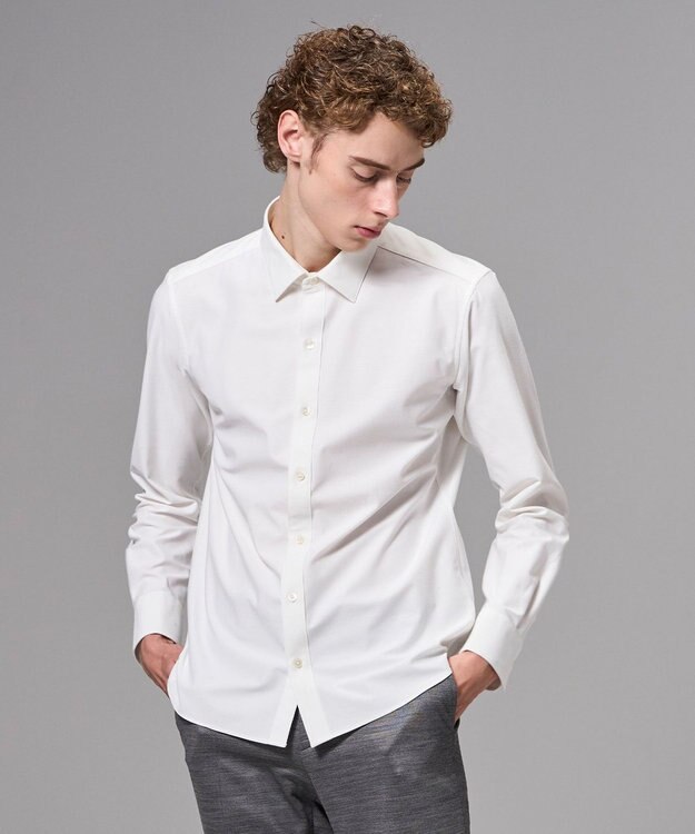 JOSEPH HOMME 新素材【ストレッチ】コンフォートクリアジャージー　長袖レギュラーカラーシャツ ホワイト系