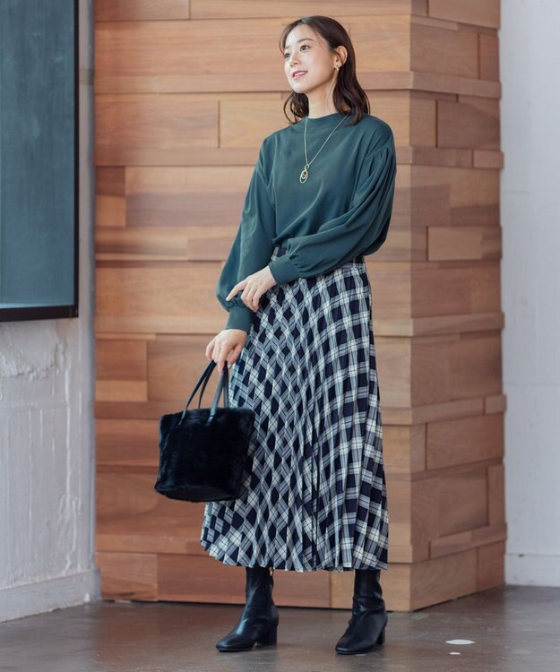 ANY プレミアム モックネック長袖Tシャツ グリーン系