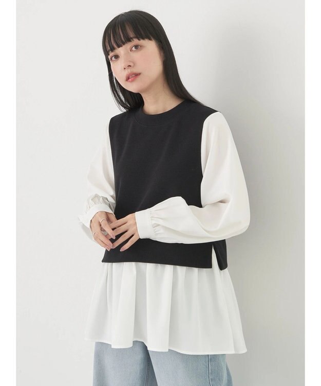 earth music&ecology ベストドッキングプルオーバー Black