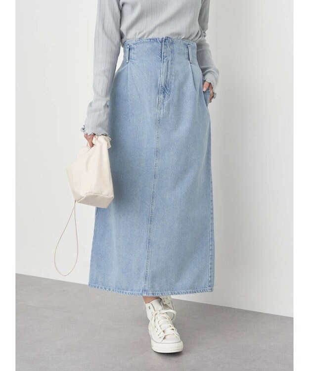 earth music&ecology ナローデニムスカート Light Indigo