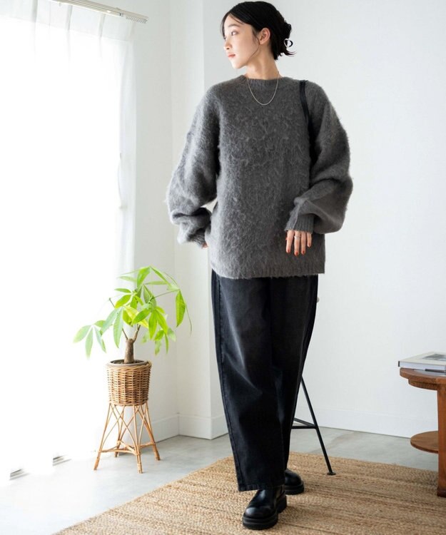 WEGO モヘアライクBIGプルオーバー ダークグレー