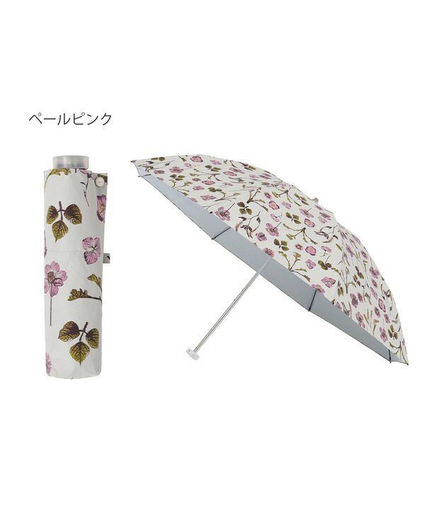 MOONBAT 【晴雨兼用/ 一級遮光/UV99％】フワクール (Fuwacool) 折りたたみ日傘 フワクールホワイト  ボタニカル 軽量 ペールピンク