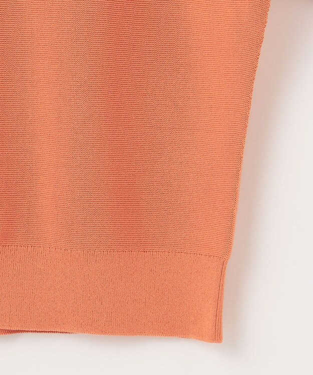 自由区 【洗える】コットンストレッチホールガーメント プルオーバー ニット ライトオレンジ系