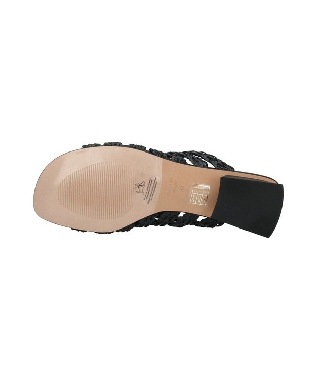 INTER-CHAUSSURES 【ANGEL ALARCON】ローヒールラフィアサンダル ブラック雑材