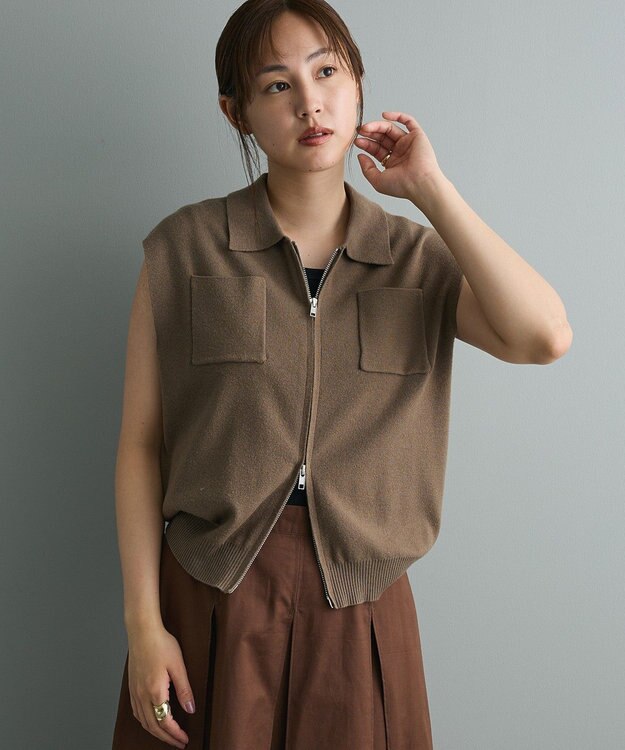 CRAFT STANDARD BOUTIQUE 衿付きジップベスト Brown