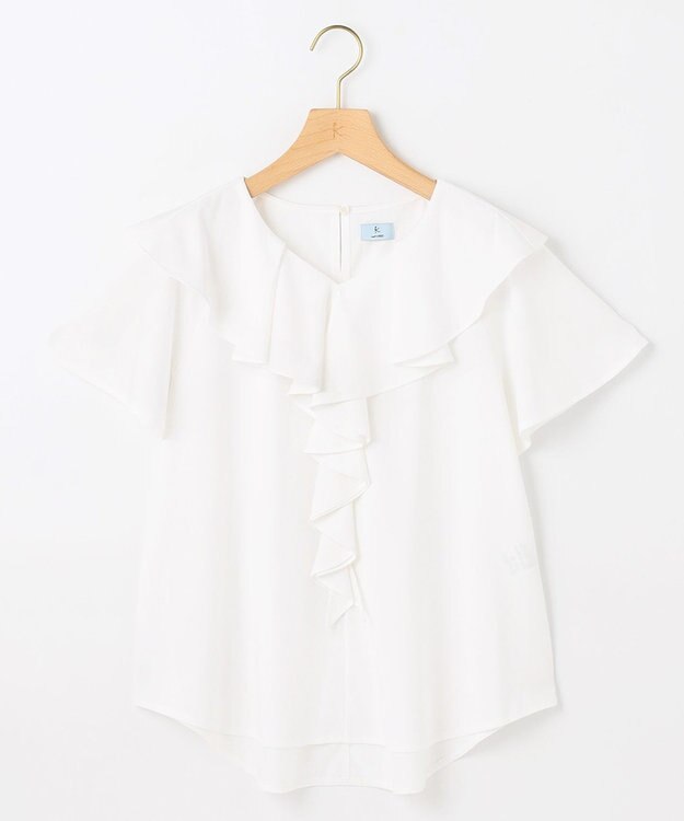 組曲 L ブラウスライクラッフル カットソー アイボリー系