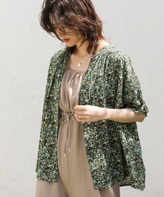 Green Parks Ｉ　アソート柄さらっとレーヨンブラウス Flower Black