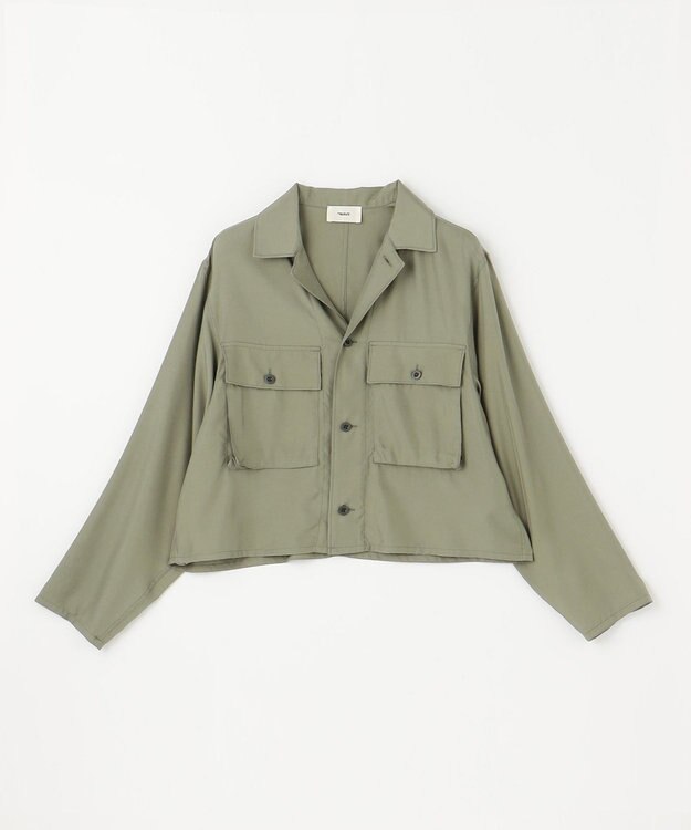 NAVE 【ReNAVE・セットアップ可/洗える/UVケア/接触冷感】フィブリルシャンブレー オープンカラーシャツ カーキ系