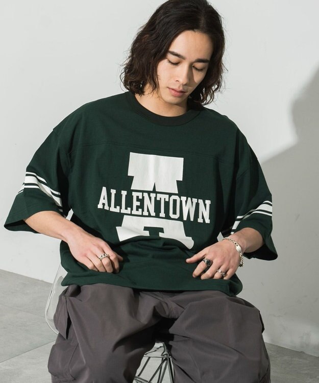 WEGO 【ユニセックス着用ITEM/手洗い可/MLサイズ】フットボールBIG　T（S） ダークグリーン