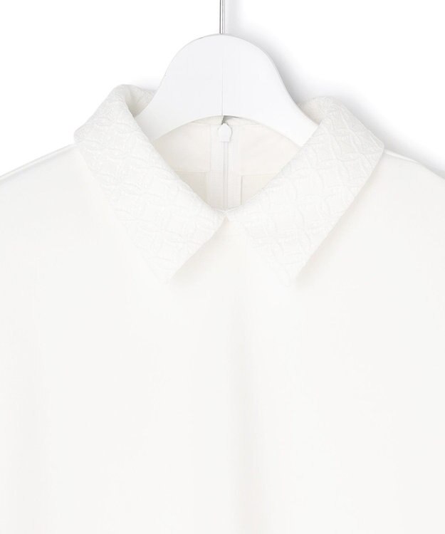 ICB L 【WEB限定カラーあり】マラボーテＷジョーゼット ボウタイ付きシャツカラートップス オフホワイト×レース襟［WEB限定］