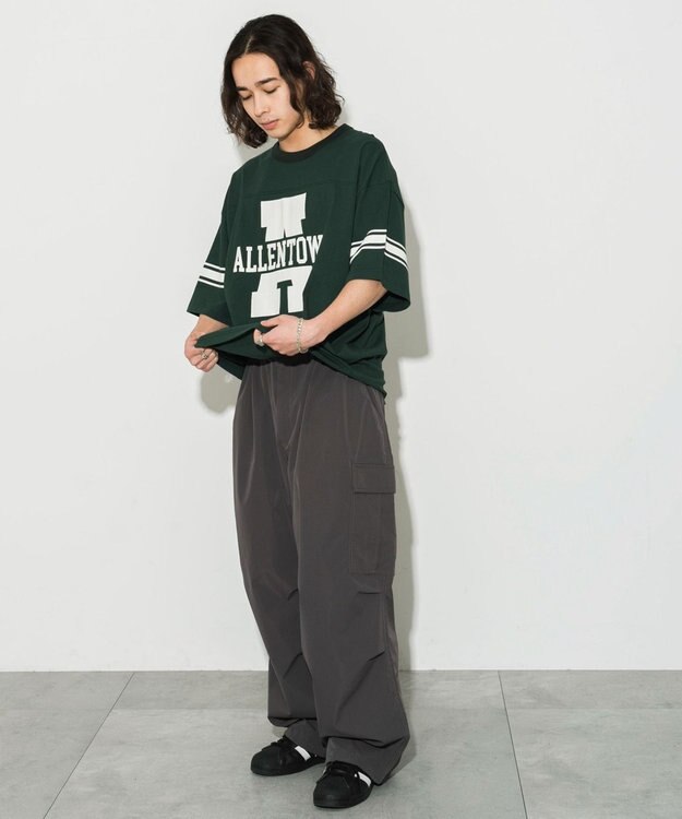 WEGO 【ユニセックス着用ITEM/手洗い可/MLサイズ】フットボールBIG　T（S） ダークグリーン