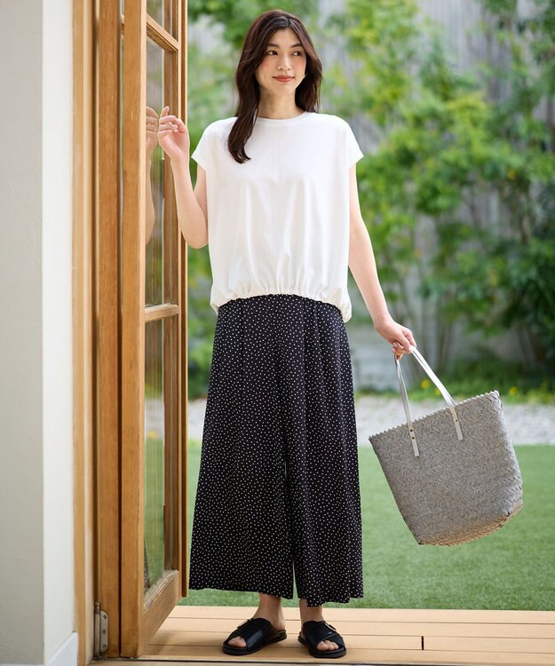 ANY L 【洗濯機可/UVケア】シルケットスムースドロストＴシャツ オフ