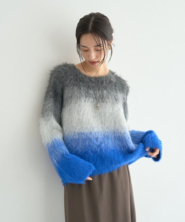 YECCA VECCA グラデーションシャギーニット Blue