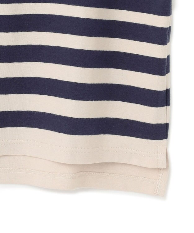 23区 【洗える】Armor-lux ベルスリーブボーダー カットソー グレイッシュブルー×ベージュ