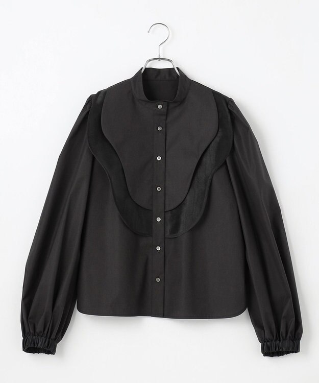 #Newans 【洗濯機可能】ウェイビービブデザインブラウス ブラック