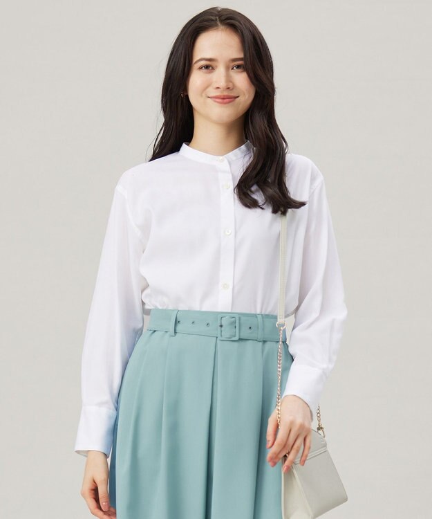 自由区 L 【洗える】SOMELOSバンドカラー ブラウス オフ