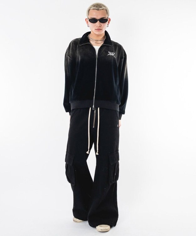 WEGO 【ユニセックス着用ITEM】ブリーチロゴベロアトラックジャケット ブラックその他