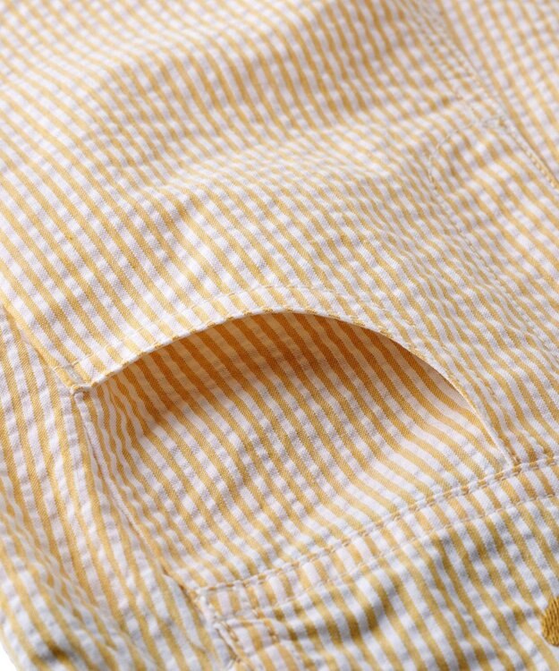 MIKI HOUSE HOT BISCUITS 【70-110cm】 ビーンズ×お菓子シリーズ サッカー素材オーバーオール 黄