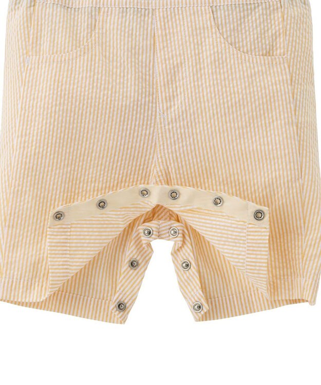 MIKI HOUSE HOT BISCUITS 【70-110cm】 ビーンズ×お菓子シリーズ サッカー素材オーバーオール 黄