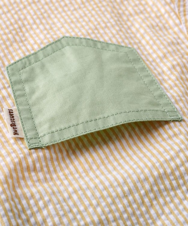 MIKI HOUSE HOT BISCUITS 【70-110cm】 ビーンズ×お菓子シリーズ サッカー素材オーバーオール 黄